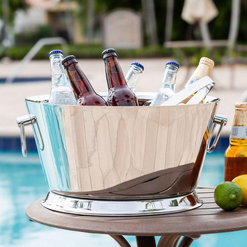 Prep & Savour Demetro Beverage Tub for Parties Stainless Steel Drink Tub Cooler Ice Bucket for Hosting Parties Drink Bucket with Handles