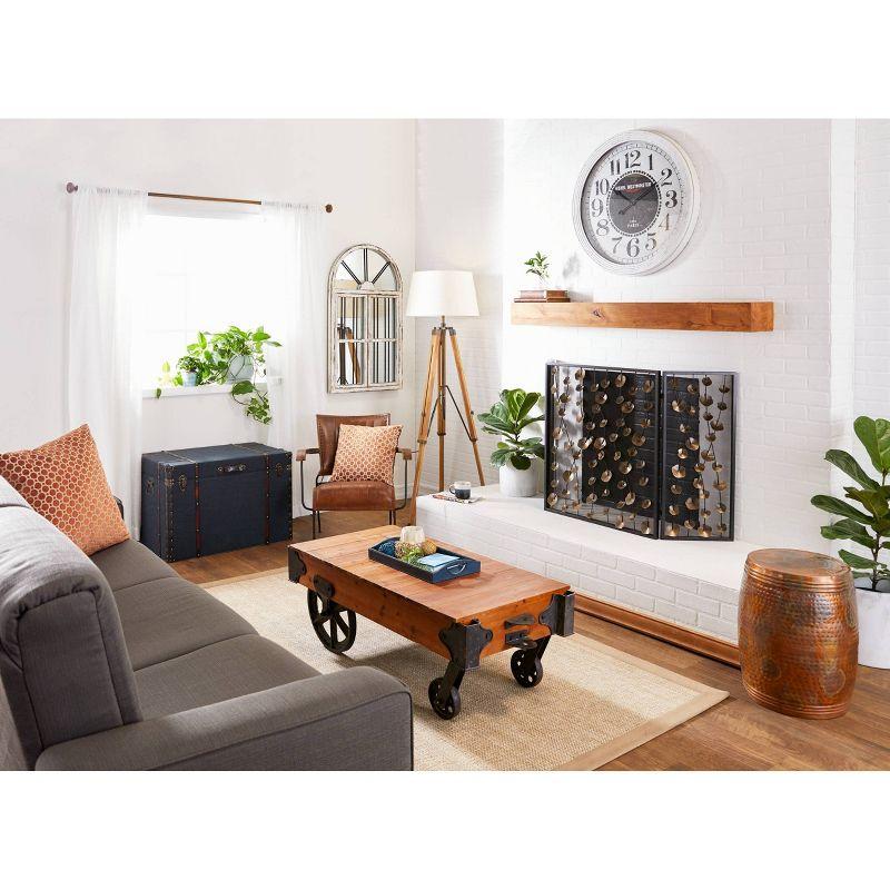 Metal Drum Copper Colored Accent Table - Olivia & May: Hammered Aluminum, Indoor Use, Fully Assembled
