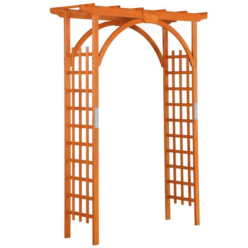 Natural Fir Wood Garden Arbor with Arch and Pergola Top