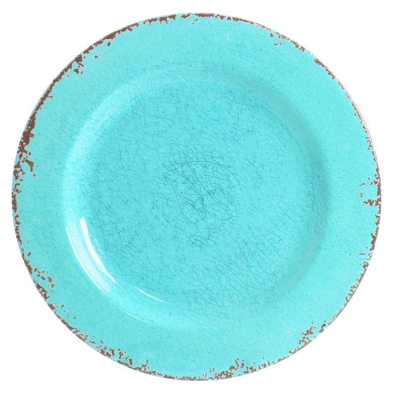 Laurie Gates Mauna 12 Piece Round Melamine Dinneware Set in Tiffany Blue