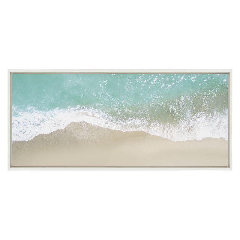 Ocean Beach Fantasy Coastal Framed Canvas Art, 18x40, White