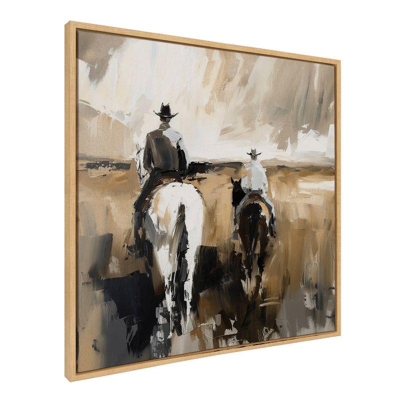 Kate & Laurel All Things Decor 30"x30" Sylvie Cowboy Horseback Neutral 2 Framed Canvas by Creative Bunch Natural