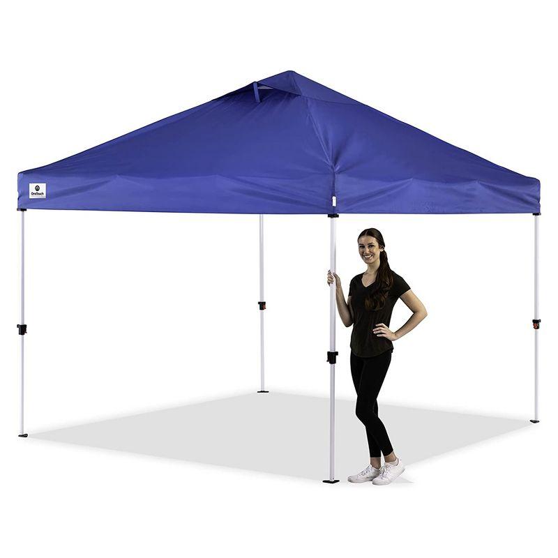 OneTouch 1010REC 10 Foot x 10 Foot Instant Shade Canopy Tent with Durabe Roof, Center Lock Technology, and Height Adjustable Legs, Blue