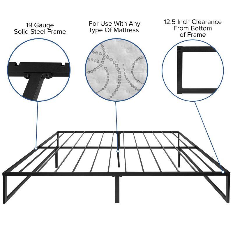 Black King Metal Platform Bed Frame with Slats