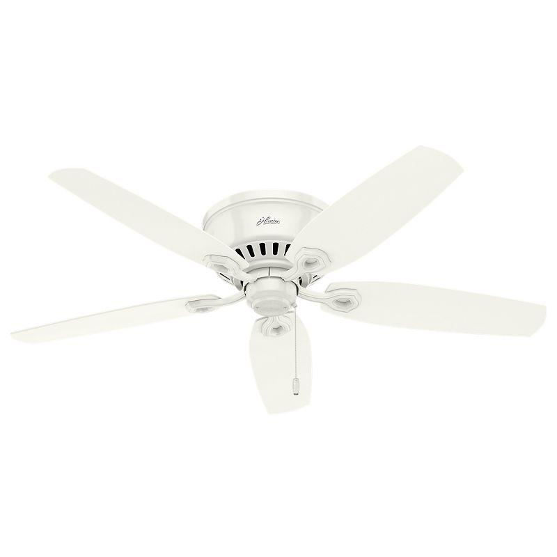 52" Builder Low Profile 5 - Blade Flush Mount Ceiling Fan with Pull Chain and Light Kit Included