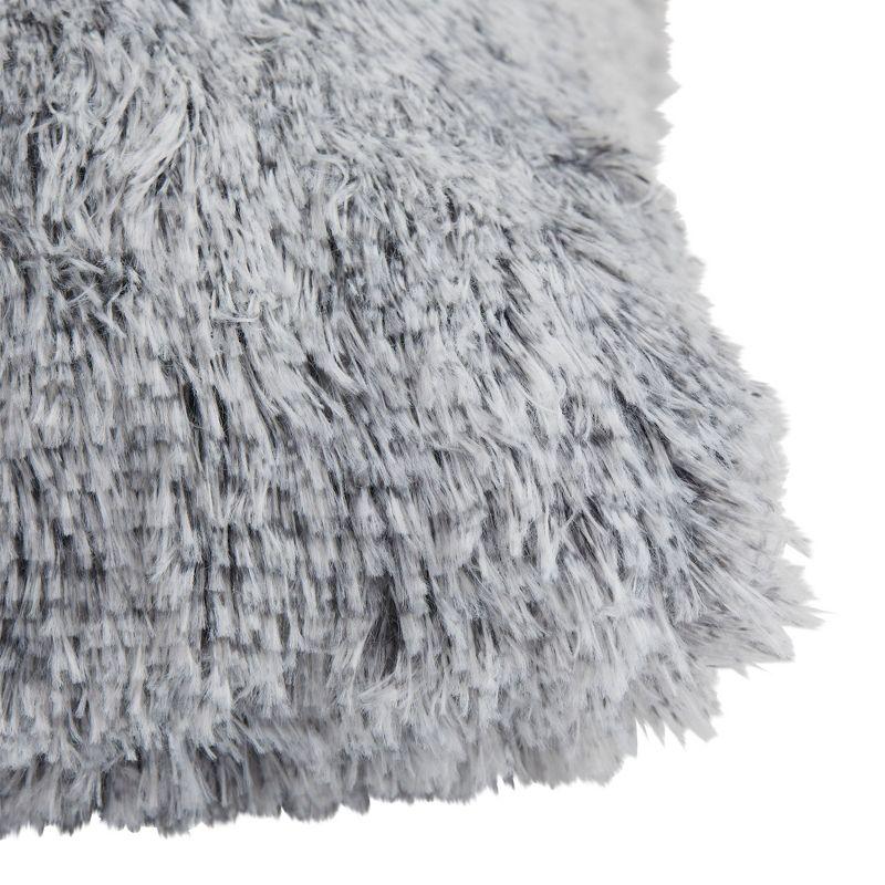 Juvale Set of 2 Gray Faux Fur Decorative Throw Pillow Covers Cushion Cases for Couch Sofa, Fuzzy Home Decor, 18x18 in