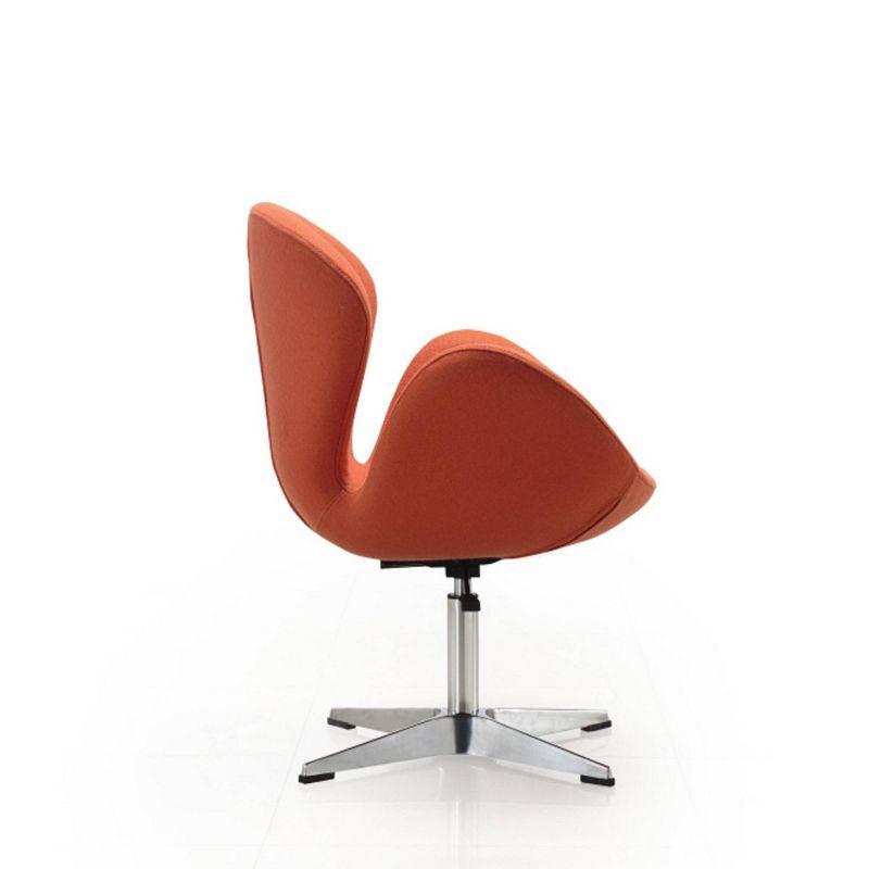 Set of 2 Raspberry Faux Leather Adjustable Swivel Chairs Orange - Manhattan Comfort: Retro Chic, Bedroom Suitable