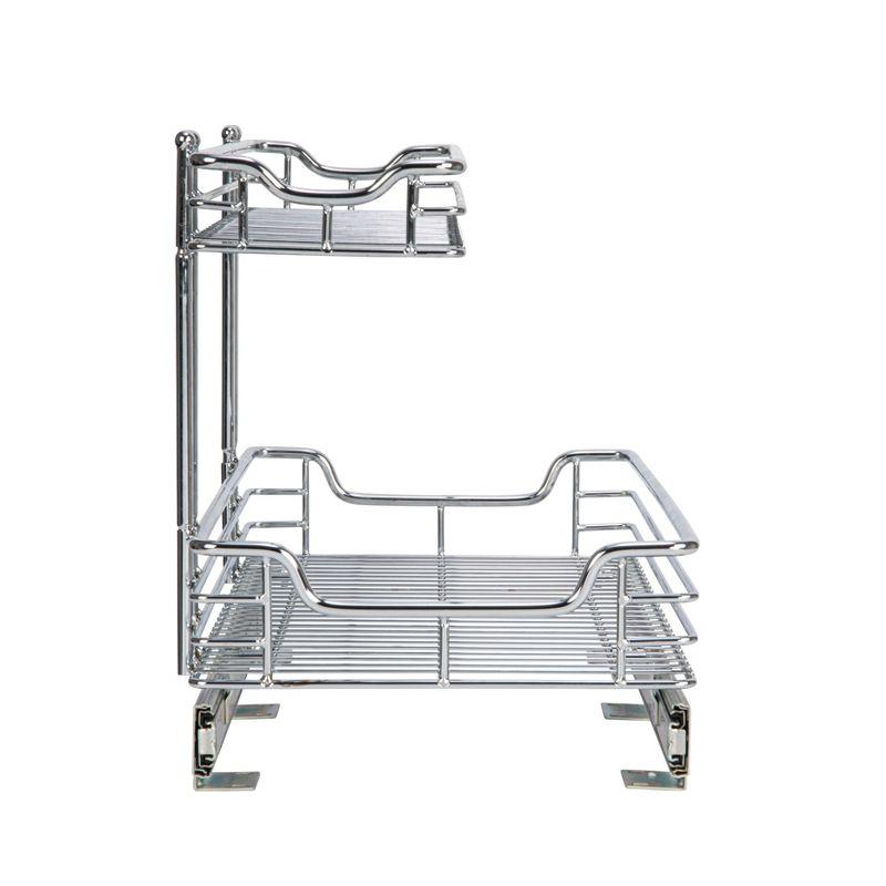 Glidez Multipurpose Chrome-Plated Steel Pull-Out/Slide-Out Storage Organizer for Under Sink or Under Cabinet Use - 2-Tier Design - Chrome