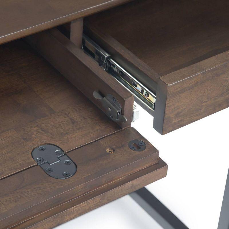 WyndenHall 60" Devlin Mid-Century Solid Wood Writing Desk with Drawers Walnut Brown : Home Office Furniture, Spacious Workstation