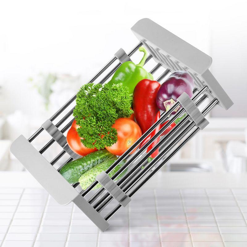 Cheer Collection Adjustable Stainless Steel Over The Sink Dish Rack