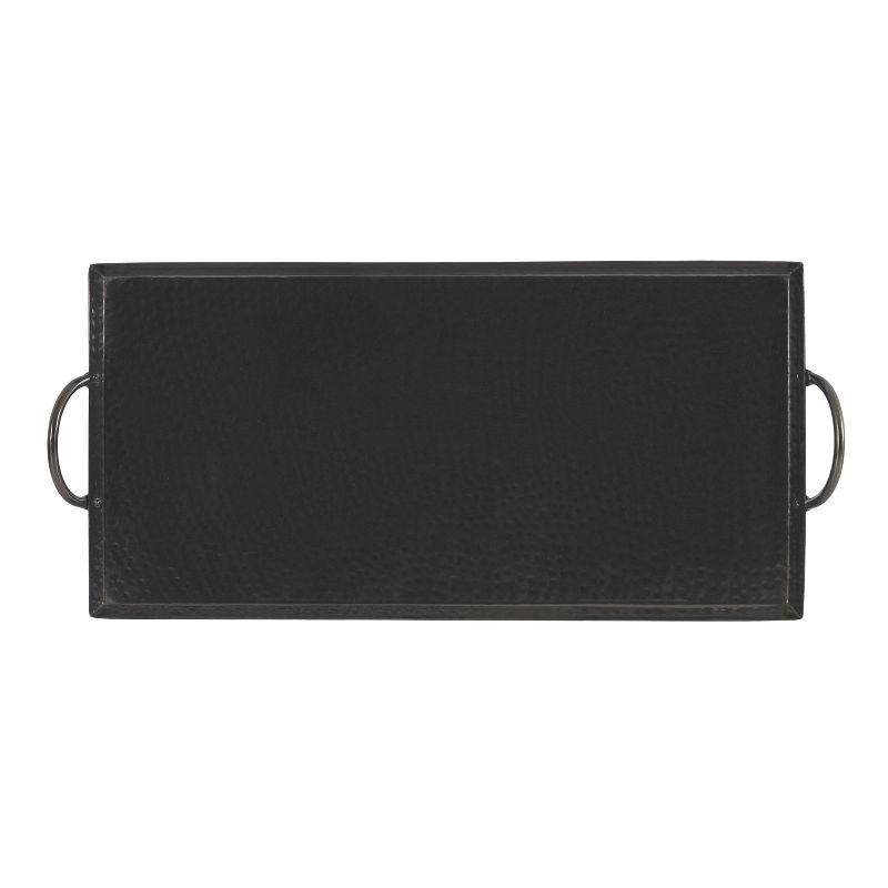 Kate and Laurel Sanzo Hammered Rectangle Metal Tray, 10x22, Pewter