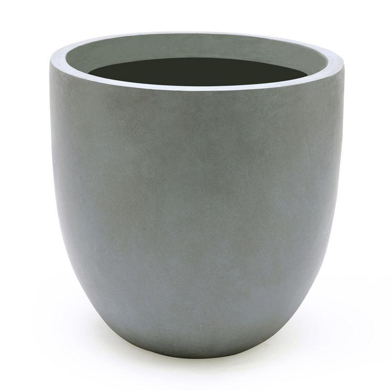LuxenHome Round Tapered 12.2" H Flower Pot Planter Gray