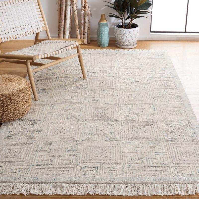 Ivory Hand-Tufted Wool Square Area Rug, 6' x 6'