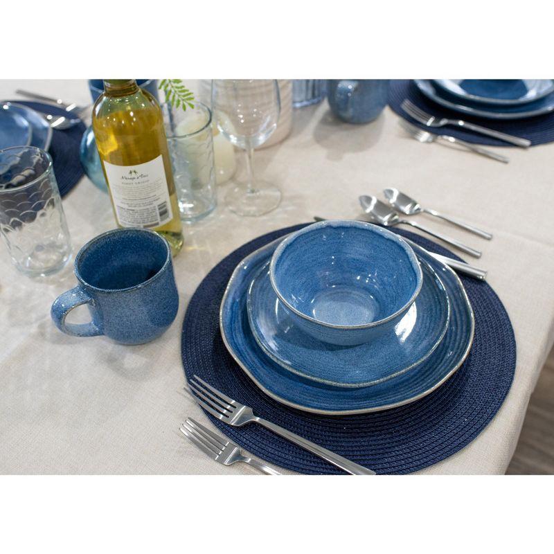 Cobalt Blue Ceramic Stoneware 16-Piece Dinnerware Set