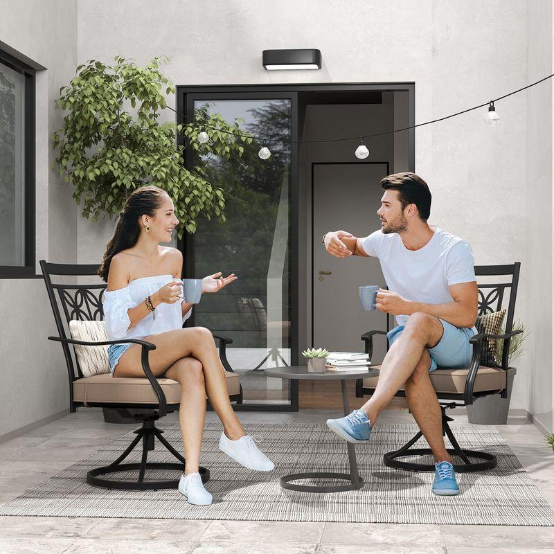 Costway Patio Swivel Chair 4 PCS Outdoor Bistro Dining Chair Blossom Pattern Backrest
