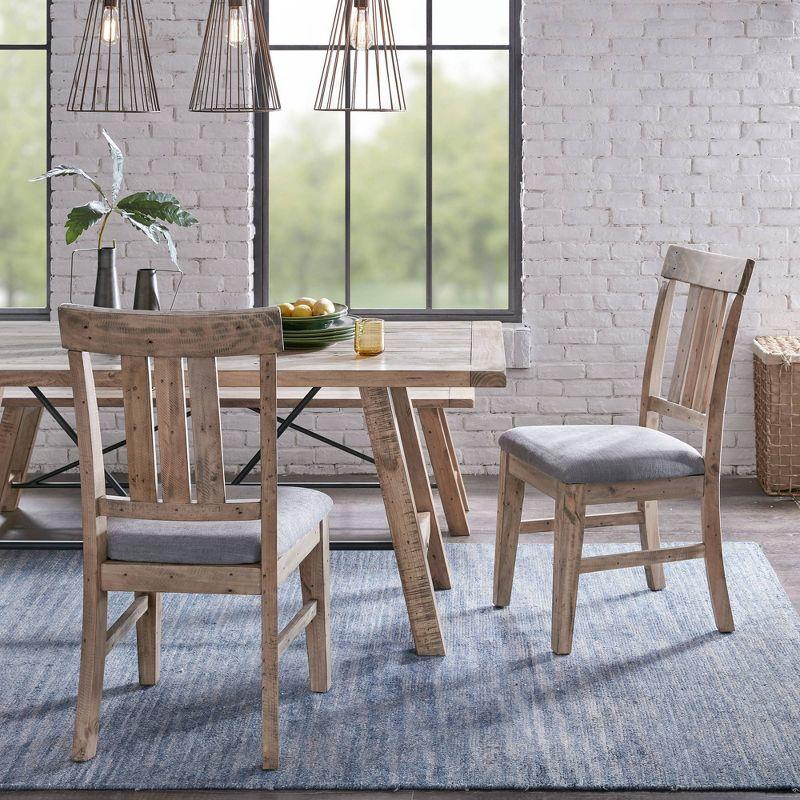 Ink+Ivy Set of 2 Sonoma Dining Side Chair Natural/Gray: Upholstered, Wood Frame, Foam Cushion