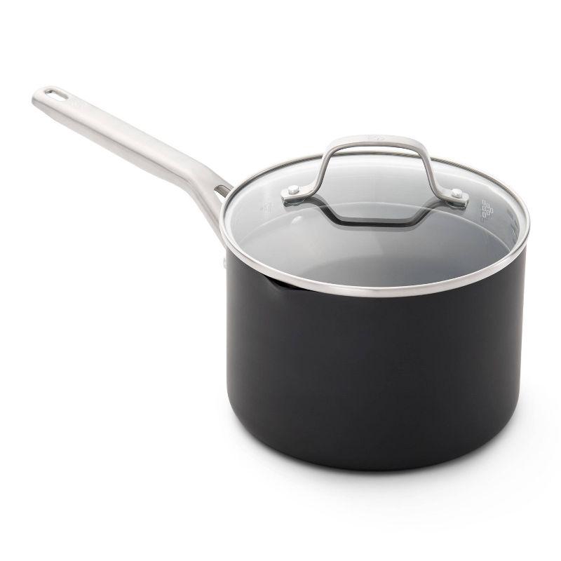 3.5-Quart Black Aluminum Nonstick Saucier with Lid