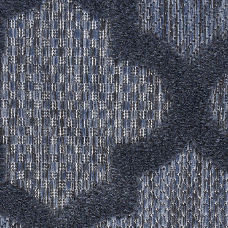 Nourison Easy Care Trellis Flatweave Indoor Outdoor Area Rug 5' x 7' Navy Blue