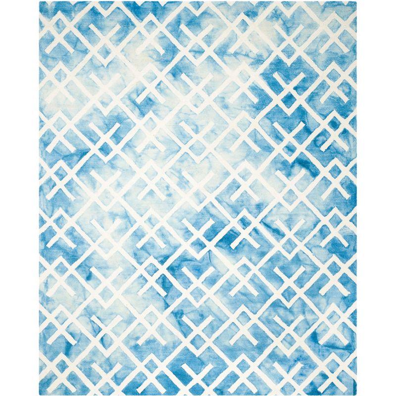 Hand-Tufted Blue and Ivory Wool Moroccan Watercolor 8' x 10' Rug