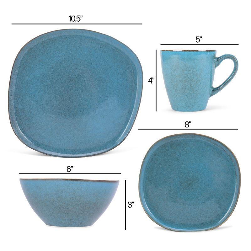 Elanze Designs 16-Piece Modern Chic Smooth Handmade Shape High Gloss Ceramic Stoneware  Kitchen Dinnerware 16 Piece Set - Service for 4, Turquoise