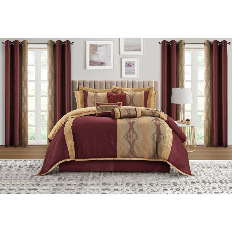 Nanshing America, Inc Kath Microfiber Jacquard 15 Piece Comforter Set