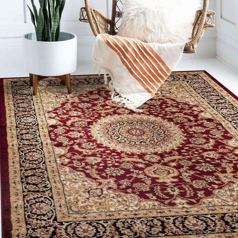 World Rug Gallery Traditional Oriental Medallion Area Rug - Burgundy 7'10" x 10'2"