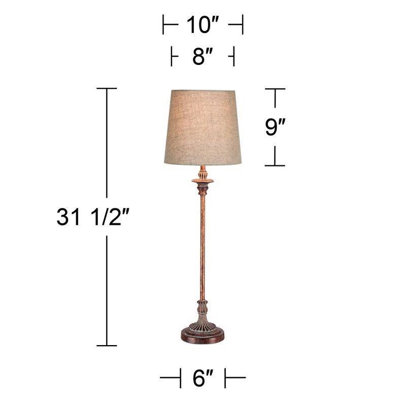 Bentley 31.5" Weathered Brown Buffet Table Lamp with Linen Shade