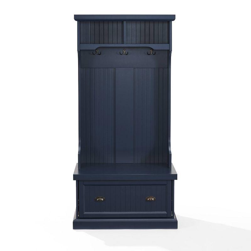 Navy Beadboard Hall Tree with Storage and Hooks