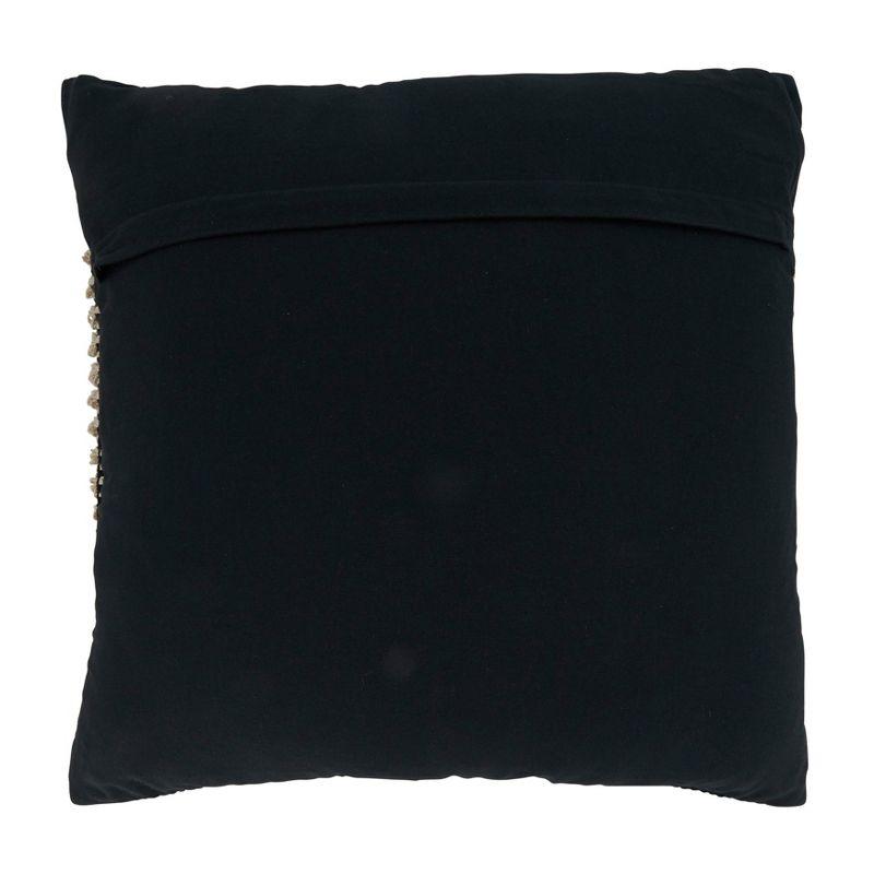 20" Black and White Knotted Cotton Square Pillow Cover