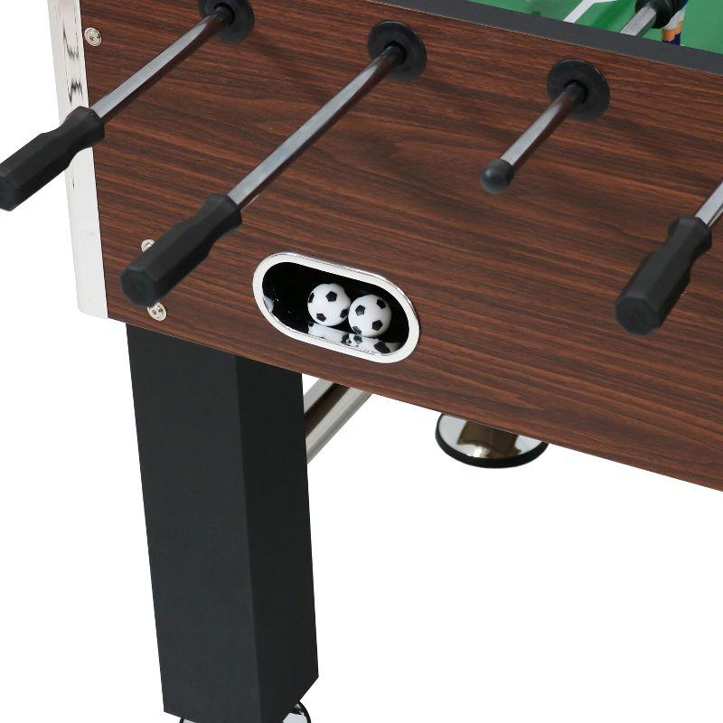 Sunnydaze Indoor Classic Faux Wood Foosball Soccer Game Table with Manual Scorers and Folding Drink Holders - 5'