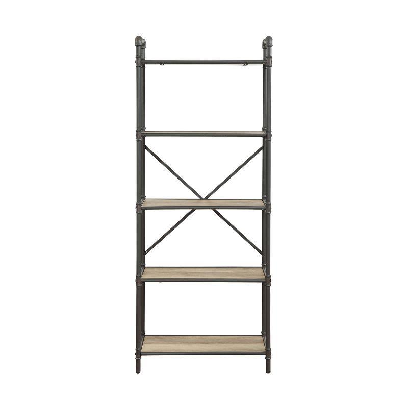 63" Itzel 5 Shelves Bookcase Antique Oak/Sandy Gray - Acme Furniture