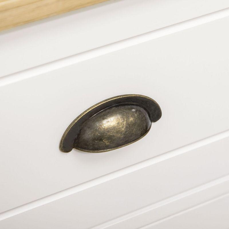 White Rubberwood Top Buffet Cabinet with Drawers and Shelves