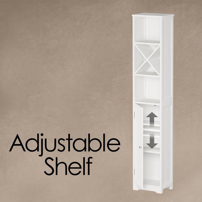 Sleek White Freestanding Bathroom Linen Tower with Adjustable Shelving