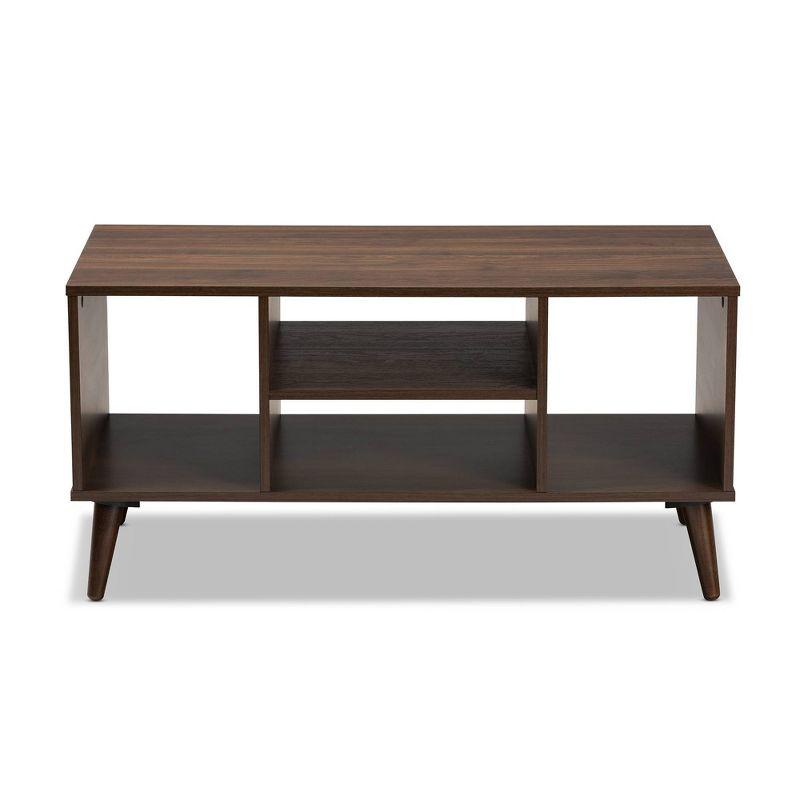 Linas Wood Coffee Table Walnut - Baxton Studio: Mid-Century Modern Design, Rubberwood Frame, Rectangular Shape