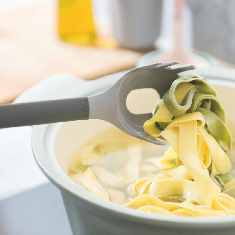 Gray Silicone and Nylon Pasta Spoon with Hanging Loop