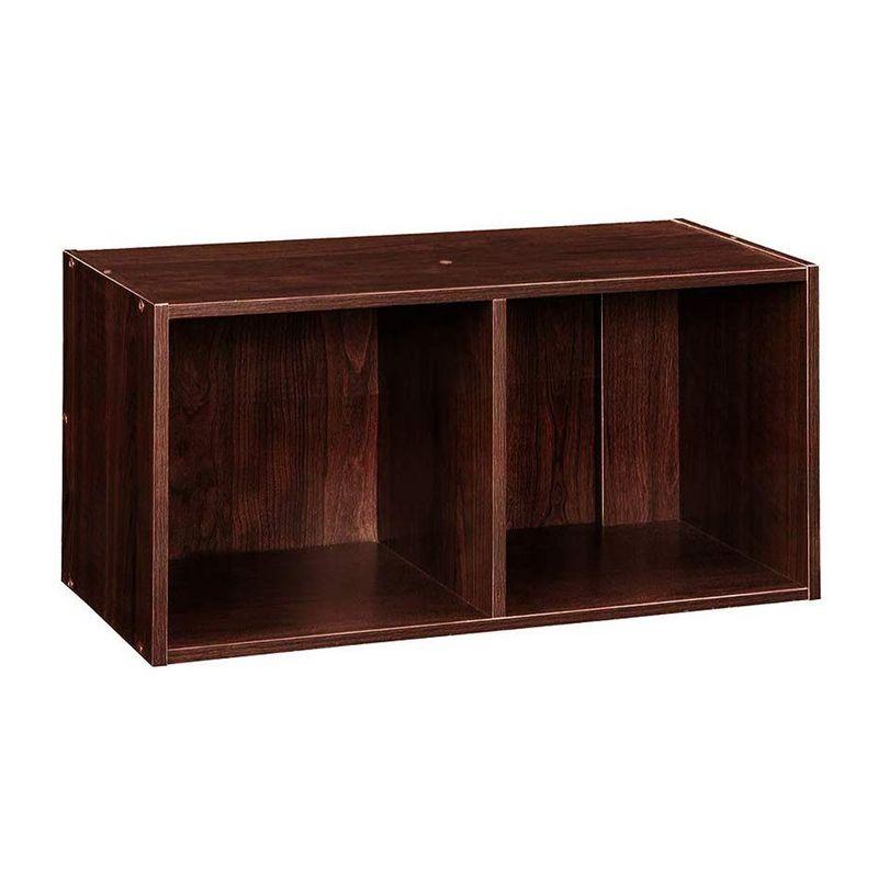 Dark Cherry 24.6" Laminated Wood 2-Cube Bookcase Organizer