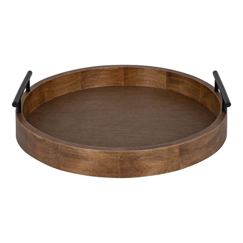 Kate and Laurel Lipton Tray, 15.5" Diameter, Rustic Brown