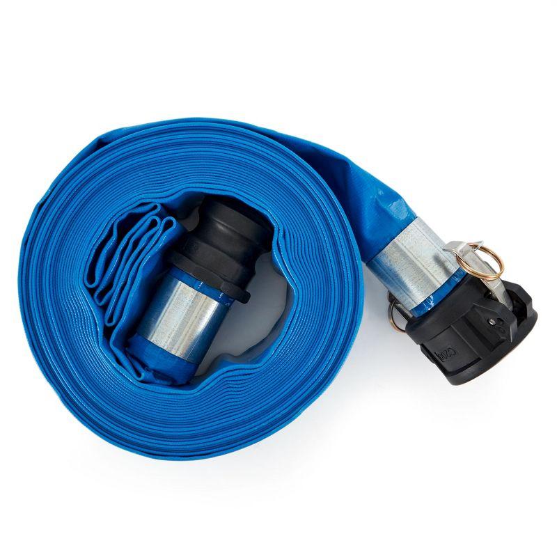 Apache 98138049 2 Inch Diameter 50 Ft Length 70 psi Polyester-Reinforced PVC Lay Flat Hoses w/ Polypropylene Cam and Groove Connections, Blue (3 Pack)