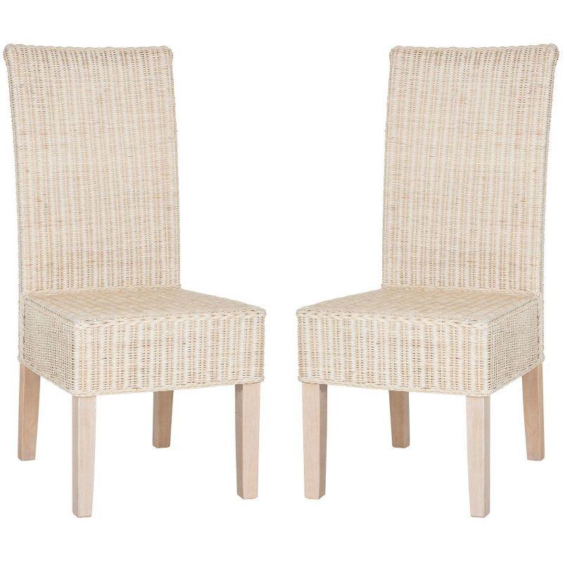 Arjun 18H Wicker Dining Chair (Set Of 2) - White Washed - Safavieh