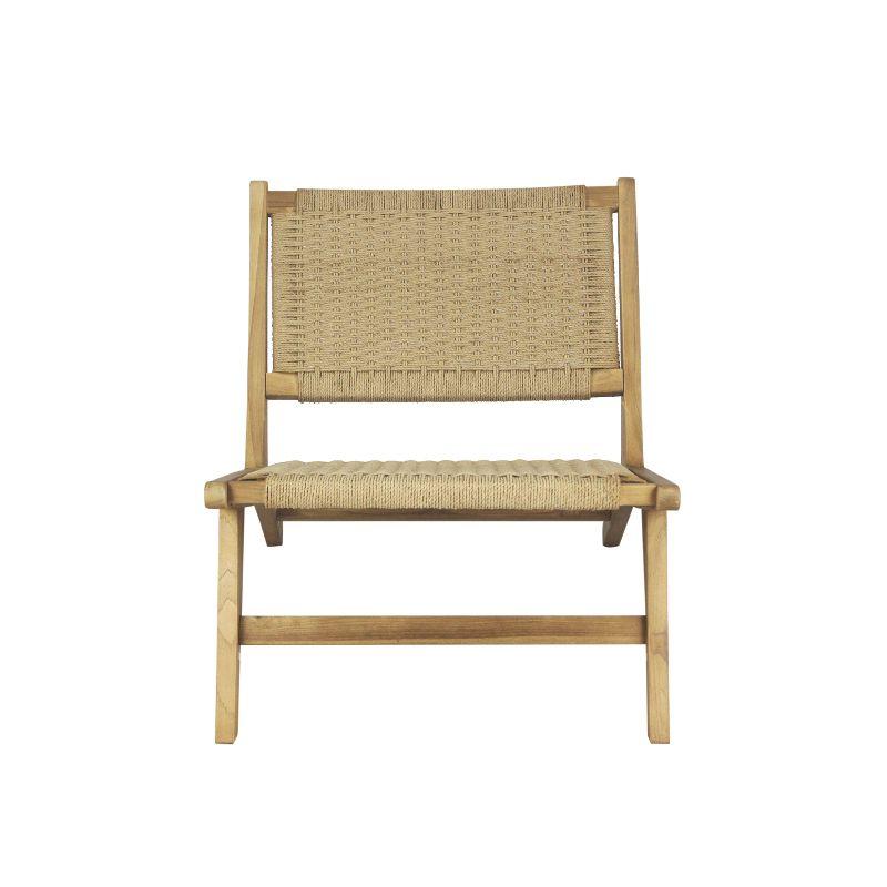 Parker Mid-Century Modern Woven Seagrass Wood Armless Lounge Chair - JONATHAN Y