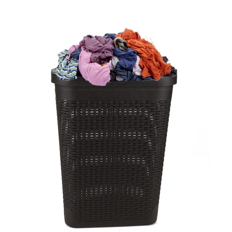 Mind Reader 40L Slim Laundry Hamper, Clothes Basket, Lid, Wicker Design, Plastic & Reviews | Wayfair