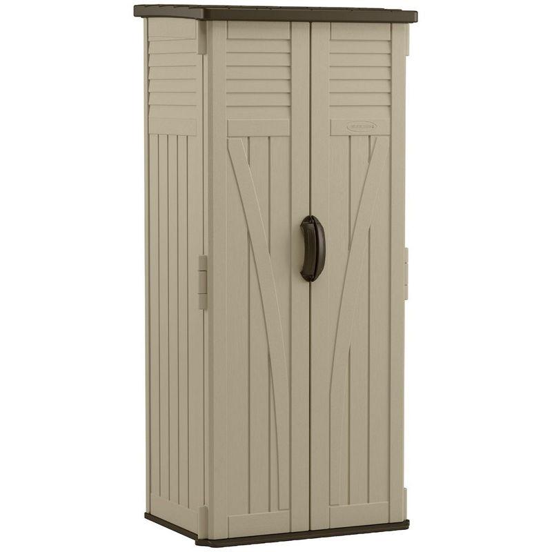 Suncast Sand Tall Plastic Vertical Outdoor Storage Shed