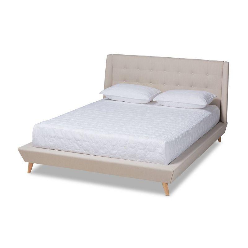 King Naya Platform Bed Beige - Baxton Studio