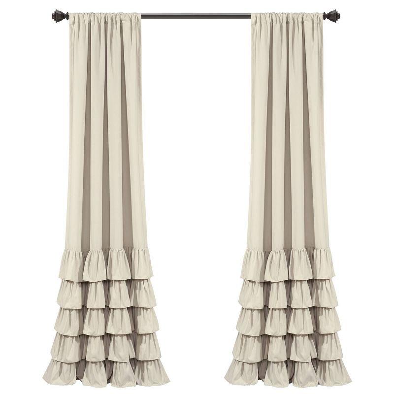 Allison Ruffle Polyester Semi Sheer Curtain Pair