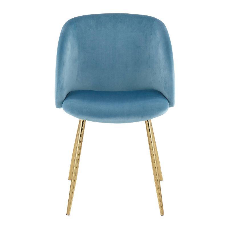 Set of 2 Fran Contemporary Dining Chairs Steel/Velvet Gold/Light Blue - LumiSource: Padded Bucket Seat, Metal Legs