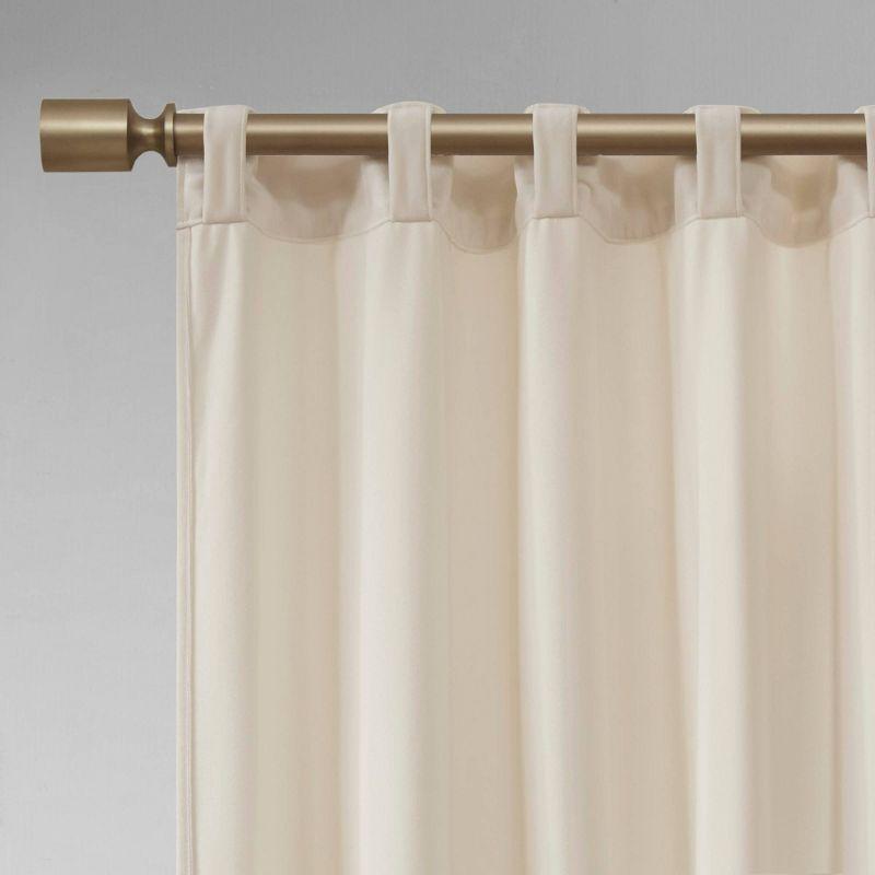 Ivory Ground Length Room Darkening Velvet Curtain Panels