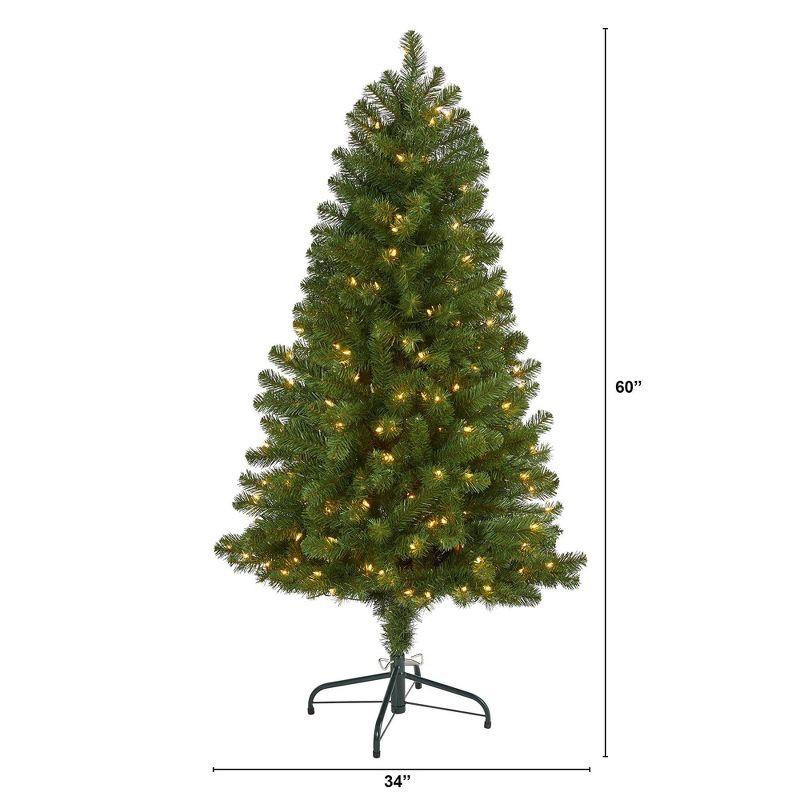 Nearly Natural 5-ft Virginia Fir Artificial Christmas Tree with 200 Clear Lights and 379 Bendable Branches