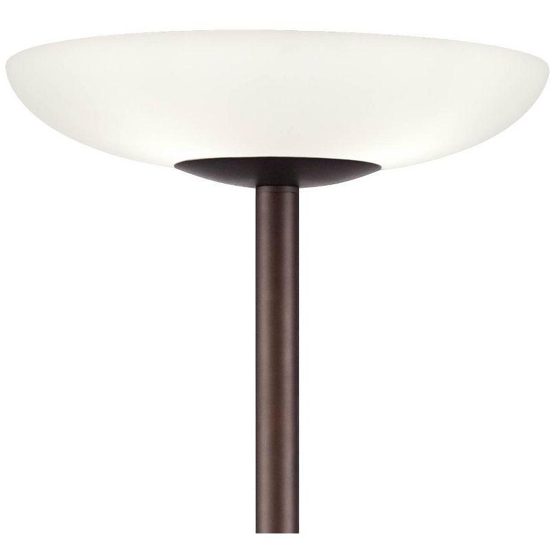 Possini Euro Design Meridian Light Blaster Modern Torchiere Floor Lamp 72" Tall Oil Rubbed Bronze LED Frosted Glass Shade for Living Room Bedroom Home