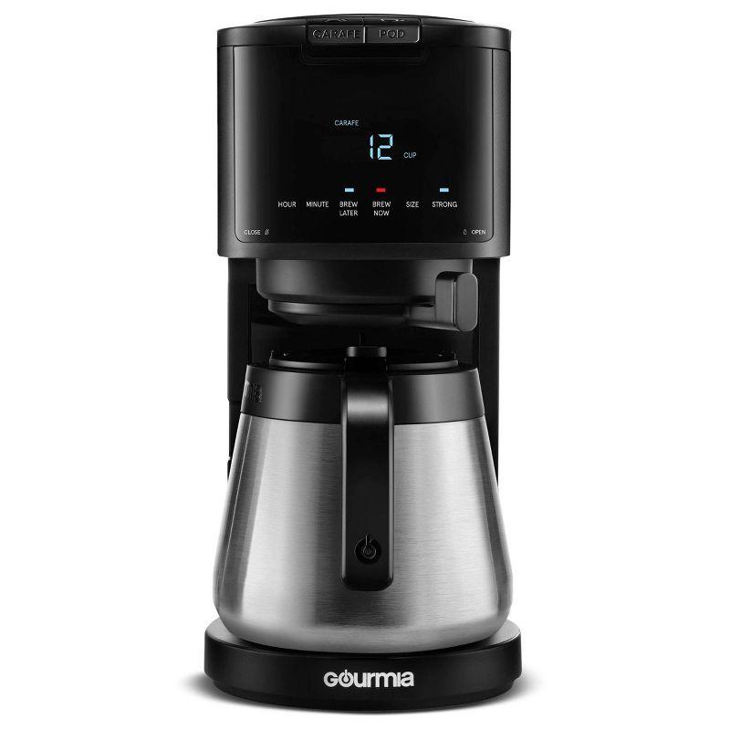 Gourmia 12 Cup Drip Coffee Maker with Thermal Carafe Black: Stainless Steel, Electric, Dishwasher-Safe Parts, 2-Year Warranty
