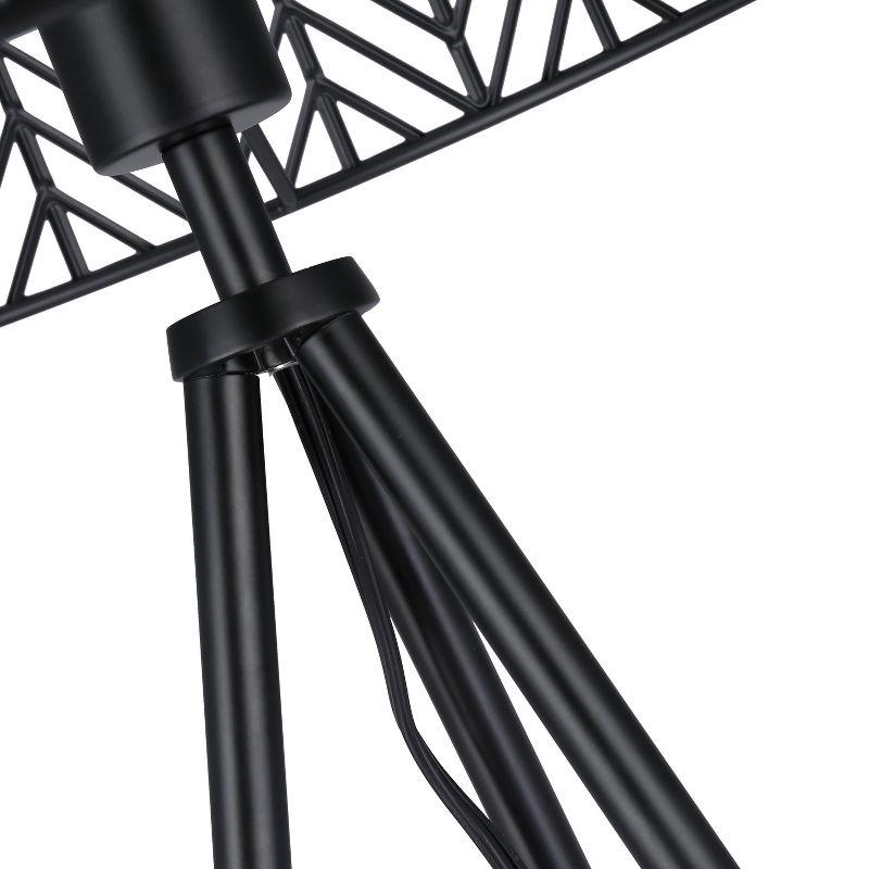18.5" Ingrid Cage Shade Metal Tripod Table Lamp Black - River of Goods: Modern Accent for Living Room, Inline Switch